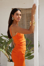 Santorini Sunrise Midi Dress - Orange