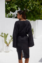 Miyoko Linen Kimono SET- Black