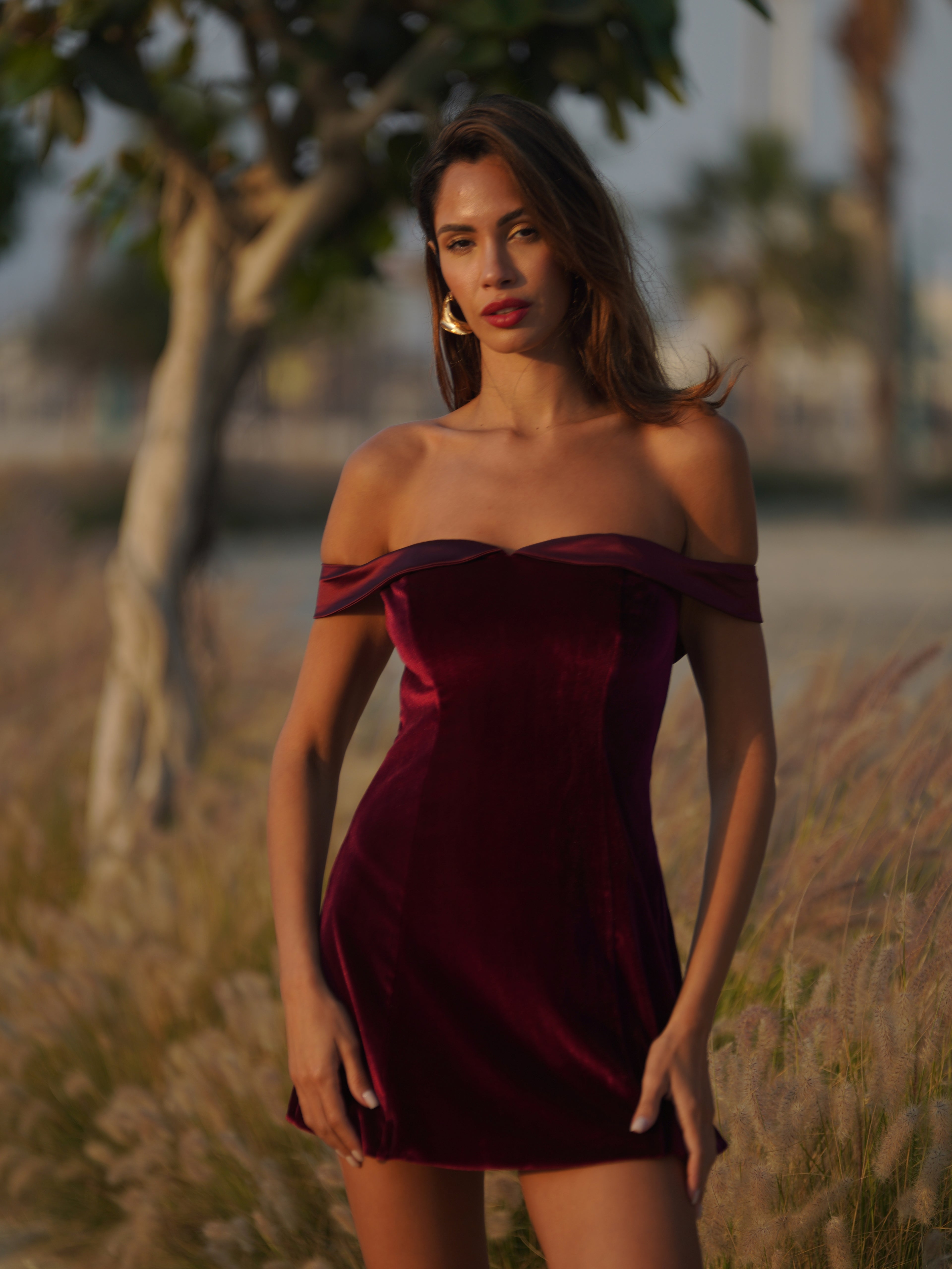 Crimson Allure Mini Dress- Red
