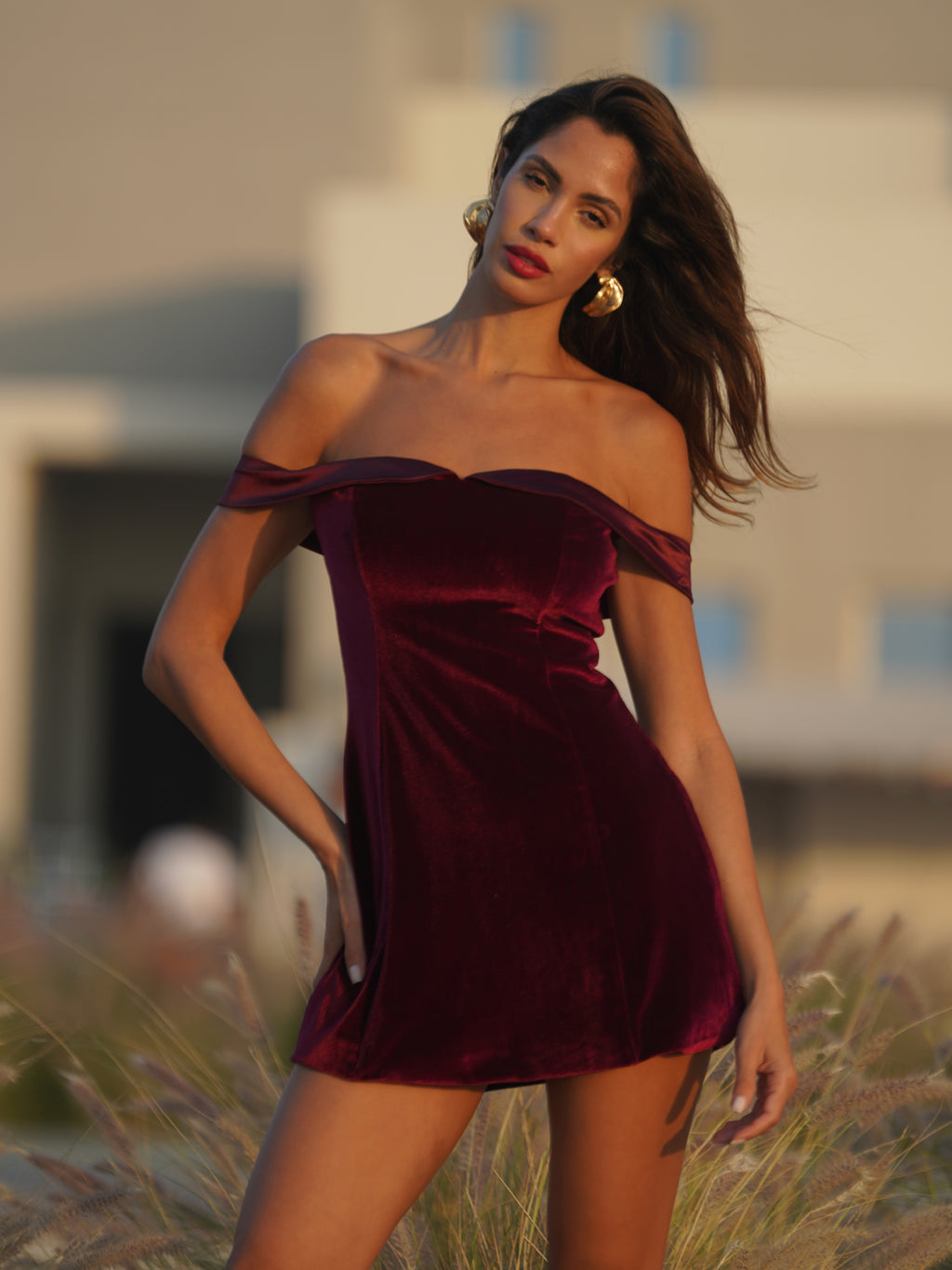 Crimson Allure Mini Dress- Red