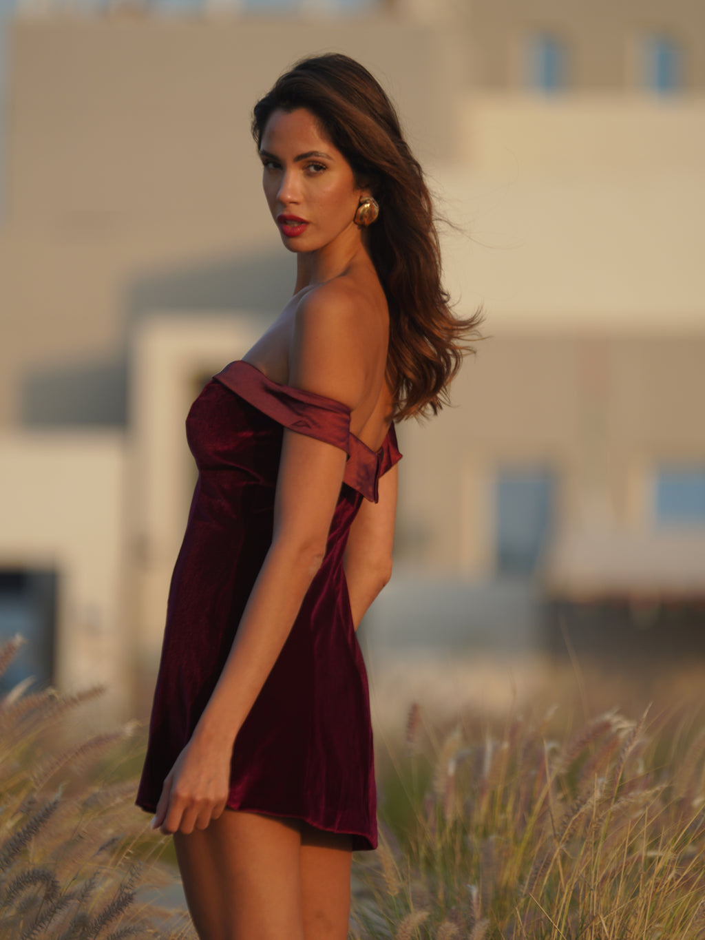 Crimson Allure Mini Dress- Red