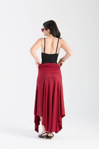 Bordeaux Polka Dot Drapé Skirt -PREORDER