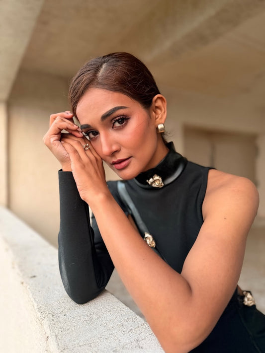 Jaguar CUTOUT MINI BANDAGE DRESS - BLACK