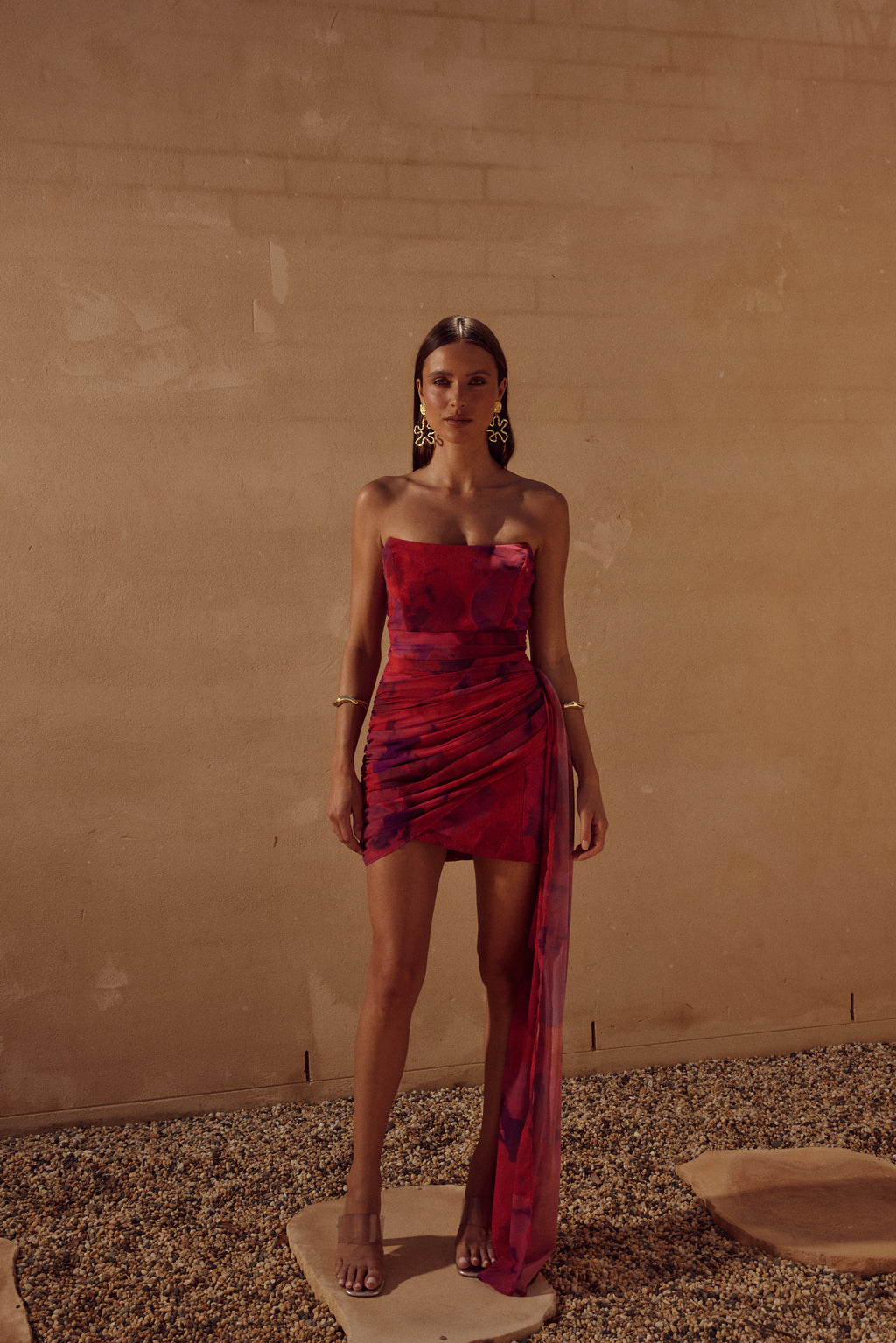 NIGHT LOVER DRESS  - SANGRIA PRINT