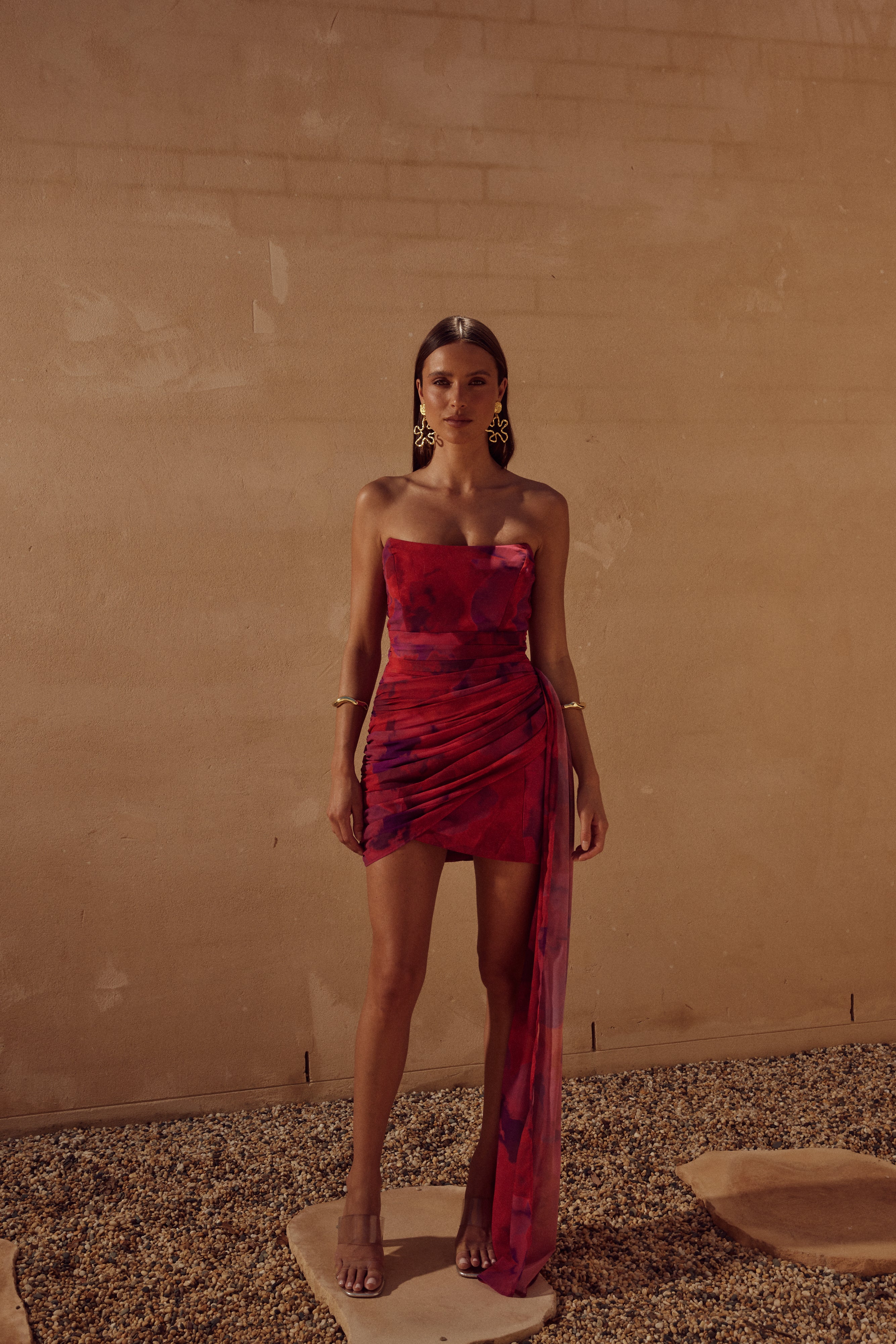 NIGHT LOVER DRESS  - SANGRIA PRINT