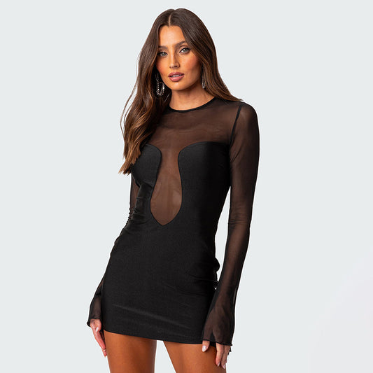 Midnight Mesh Mini Dress