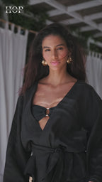Miyoko Linen Kimono SET- Black